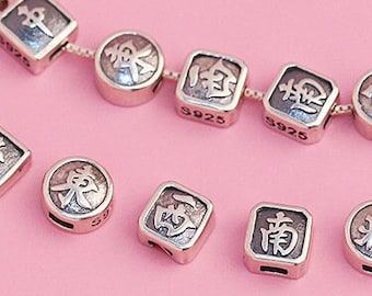 Mahjong Bead, Sterling Silver Beads, Silver Beads, Silver Bead Bulk Wholesale. For Jewelry Making