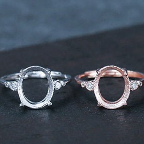 Oval Silver Prong Ring Blanks 925 Sterling Silver Ring Etsy