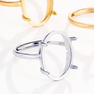 Oval Silver Prong Ring Blanks, 925 Sterling Silver Setting, For Gemstone 6x7mm 6x8mm 7x9mm 8x10mm 9x11mm 9x13mm 10x12mm 10x13mm KTJ1303