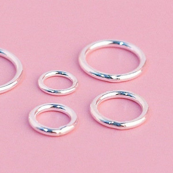 Sterling Silver Jump Ring, Closed Jump Rings, 3mm 4mm 5mm 6mm 7mm 8mm 9mm 10mm, Wire 25 24 23 22 21 20 19 18 17 16 Gauge, Gold Plated