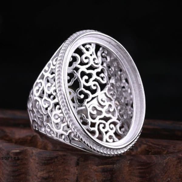 925 zilveren ring blanks, 18x25mm 18x23mm 13x18mm ovaal, Sterling zilveren ringen instelling, groot formaat, verstelbare ring, geopende ringomlijsting