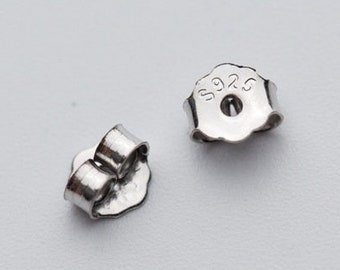 Sterling Silver Earring Backs Earring Backings Pierced for Posts Secure Locking for Studs Butterfly Earring Nut Stopper