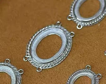 Pièces brutes de pendentif connecteur en argent sterling à quatre béquilles, lunette en argent 925, serti de pierre, pour la fabrication de colliers