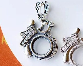 Ébauches de pendentif lune en argent sterling, rond 9 x 9 mm, lunette en argent 925, serti pierre, pour la fabrication de colliers