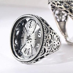 Silver Ring Blanks, 17x22mm Oval, Floral Ring, 925 Silver Large Rings Setting, Antique Silver, Adjustable Ring Blank, Ring Bezel KTJ1616