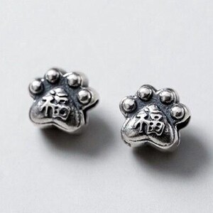 Sterling Silver Beads, Bear Paw Bead, Animal Beads, 925 Silver Beads Wholesale, For Necklace Bracelet Earring Making 8.5mm