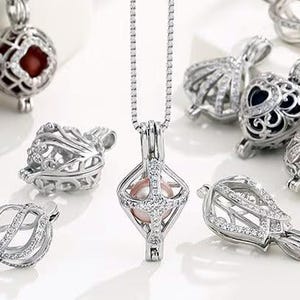 Sterling Silver Bead Cage, 10mm Beads, 925 Silver Beaded Pendant Blank, Half Drilled Beaded Setting, Gemstone