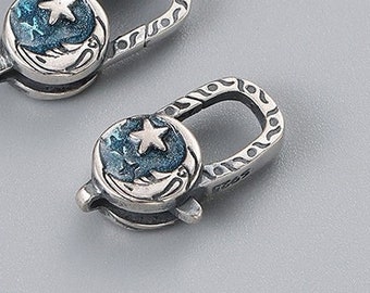 Sterling Silver Clasps, Moon Star Clasp, Lobster Clasp, 925 Silver Clasp