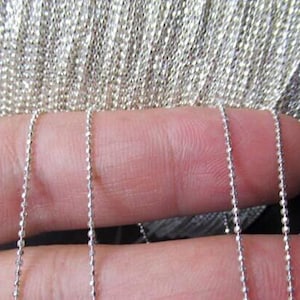 1mm Sterling Silver Chains, Beaded Chain, Beads Chain, Earring Chain, Rectangle Chain, Silver Link Chain Wholesale