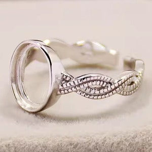 Sterling Silver Ring Settings, 8x10 12x16 13x18mm Oval Ring Blank, For Gemstone Natural Stone Resin Crystal