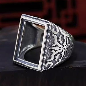 Sterling Silver Ring Setting, 12x17mm Rectangle, s925 Silver Oval Bezel, Sterling Silver Ring Blanks