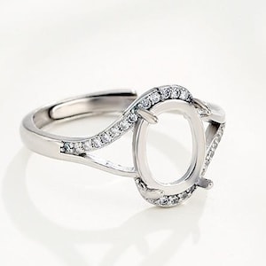 5-10MM Oval Vermeil Prong Ring Blanks, 925 Sterling Silver Ring Setting, For Gemstone Resin Crystal Zircon Size KTJ719