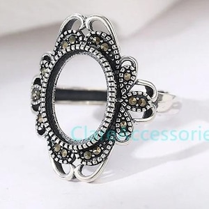 925 Sterling Silver Ring Blanks, 10x14mm Oval Adjustable Ring Blank KTJ28