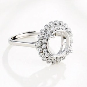 3-10MM Round Ring Blank With White Zircons, 925 Solid Sterling Silver Ring Setting Adjustable, 3mm 4mm 5mm 6mm 7mm 8mm 9mm 10mm KTJ1283