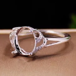 Sterling Silver Ring Settings, 8x10mm Oval Ring Blank, For Gemstone Natural Stone Resin Crystal