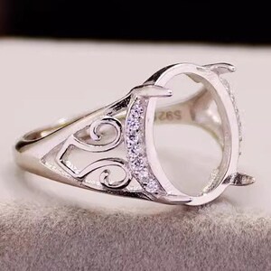 Sterling Silver Ring Settings, 11x13.5mm Oval Ring Blank, For Gemstone Natural Stone Resin Crystal