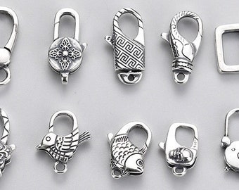 Sterling Silver Clasps, Skull Clasp, Bear Clasp, Fish Clasp, Bird Clasp, Heart Clasp, Rectangle Clasp, Lobster Clasp, 925 Silver Clasp