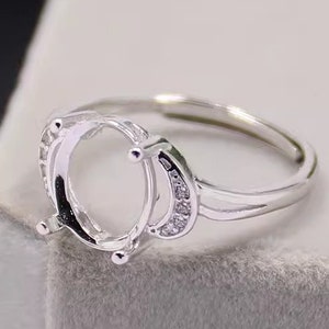 Sterling Silver Ring Settings, 8x10mm Oval Ring Blank, For Gemstone Natural Stone Resin Crystal
