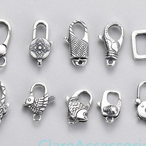 Sterling Silver Clasps, Skull Clasp, Bear Clasp, Fish Clasp, Bird Clasp, Heart Clasp, Rectangle Clasp, Lobster Clasp, 925 Silver Clasp