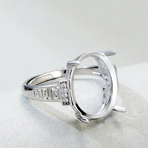 Sterling Silver Ring Base, 12x15mm Oval, Ring Blank, Ring Bezel, Adjustable, For Gemstone Setting