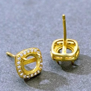 925 Silver Earring Base, 6x6mm Round, Ear Stud Blank, Solid Sterling Silver Setting