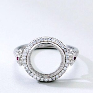 Sterling Silver Ring Base, 10x10mm Round, Ring Blank, Ring Bezel, Adjustable, For Gemstone Setting