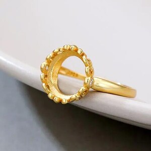 Sterling Silver Ring Base, 10x10mm Round, Ring Blank, Ring Bezel, Adjustable, For Gemstone Setting
