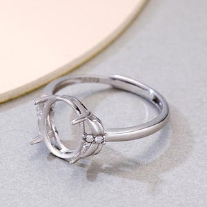 Sterling Silver Ring Base, 8x10mm Oval, Ring Blank, Ring Bezel, Adjustable, For Gemstone Setting