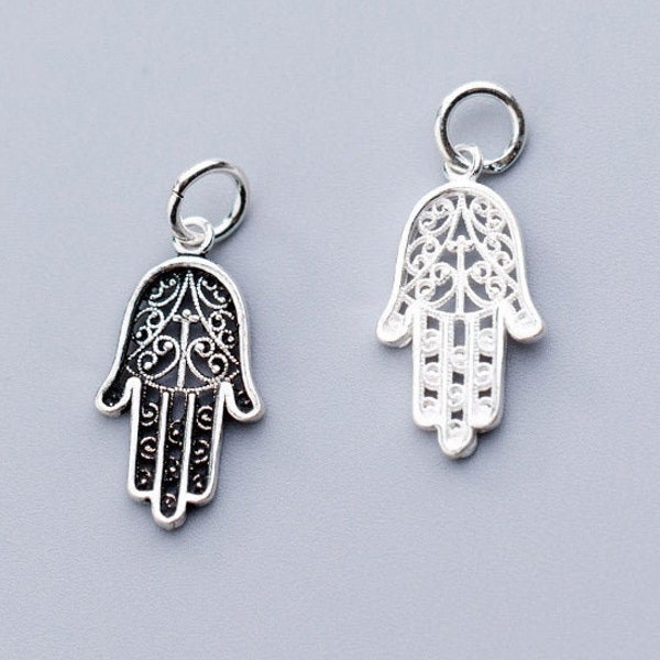 Sterling Silver Hamsa Hand Pendants, Necklace Pendant, Bangle Pendant, Sterling Silver Pendants Wholesale