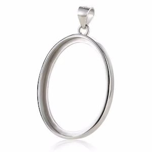 Sterling Silver Pendant Blanks, Stone Pendant Setting, 925 Silver Bezel, 16x20mm 16x22mm 17x24mm 18x23mm 20x26mm 20x27mm 21x27mm Oval IO455