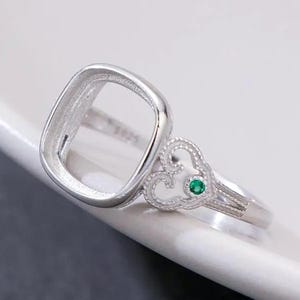 Sterling Silver Ring Base, 10x10mm Round, Ring Blank, Ring Bezel, Adjustable, For Gemstone Setting