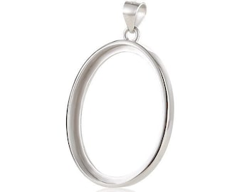 Sterling Silver Pendant Blanks, Stone Pendant Setting, 925 Silver Bezel, 16x20mm 16x22mm 17x24mm 18x23mm 20x26mm 20x27mm 21x27mm Oval IO455