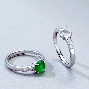 Sterling Silver Ring Base, 6x6mm Round, Ring Blank, Ring Bezel, Adjustable, For Gemstone Setting