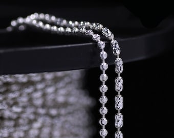 2mm Silver Floral Beaded Chains, Silver Chain, For Making Necklace Bracelet Earrings Anklet