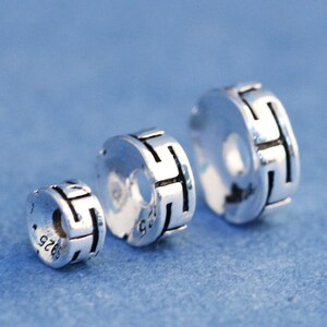 Floral Rondelle Beads, Sterling Silver Beads, 925 Bead, Silver Bead Bulk Wholesale, For Jewelry Making Beading