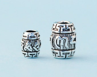 Floral Barrel Beads, Sterling Silver Beads, 925 Bead, Silver Bead Bulk Wholesale, For Jewelry Making Beading