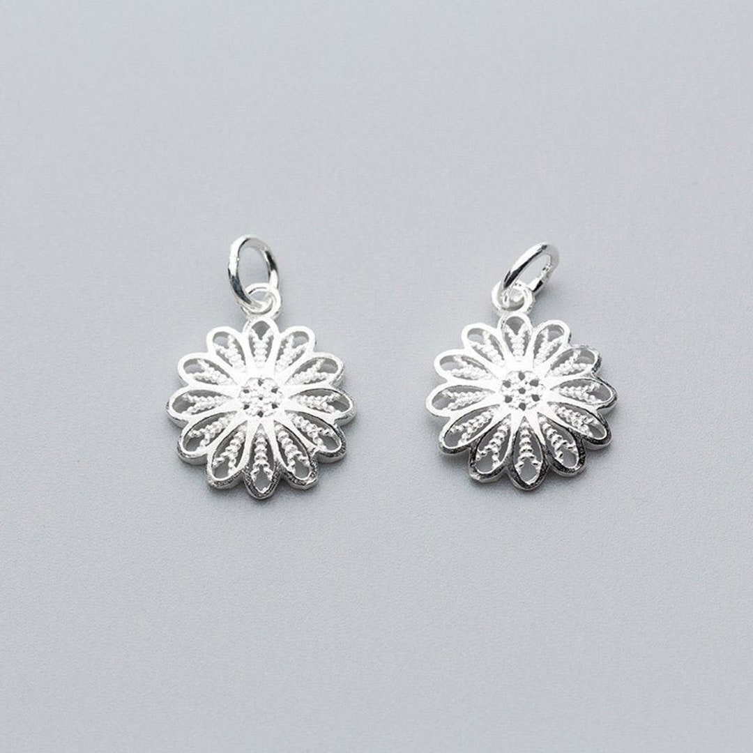 Sterling Silver Chrysanthemum Charms, Necklace Charm, Jewelry Charm, Sterling Silver Charms