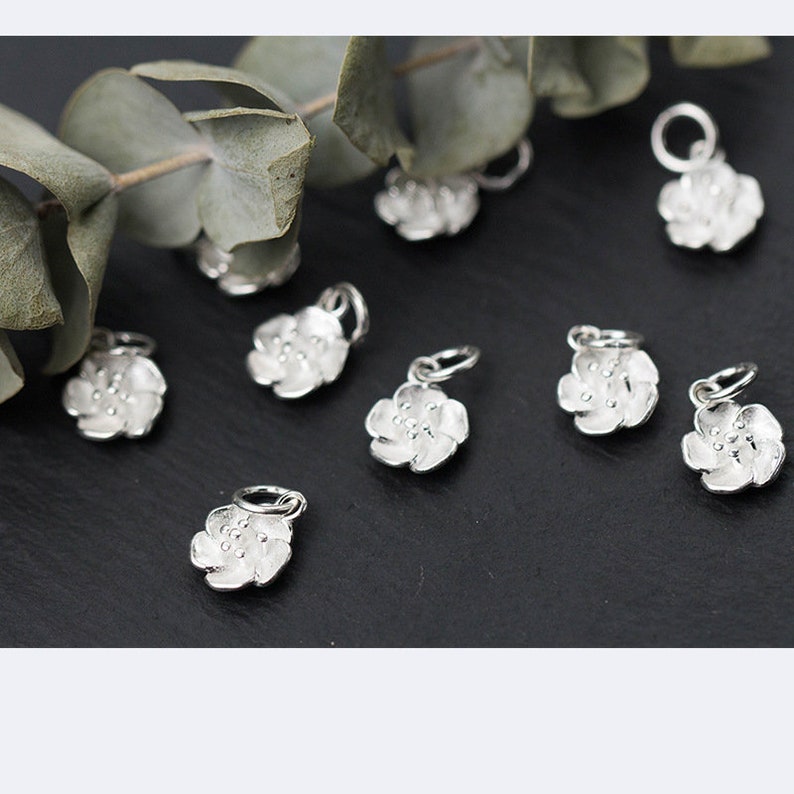 1pcs 925 Silver Charms Wholesale TGF-S0338 11mm Sterling Silver Flower Pendants