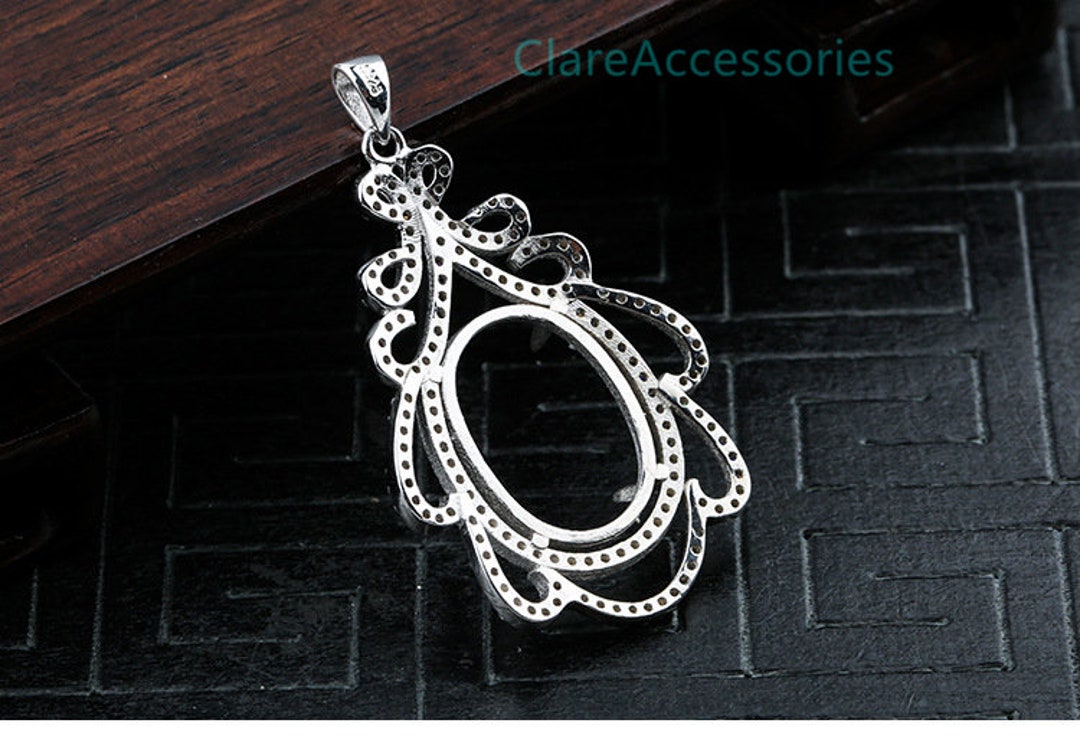 Sterling Silver Pendant Blanks, 15x20mm Oval, Stone Pendant Setting