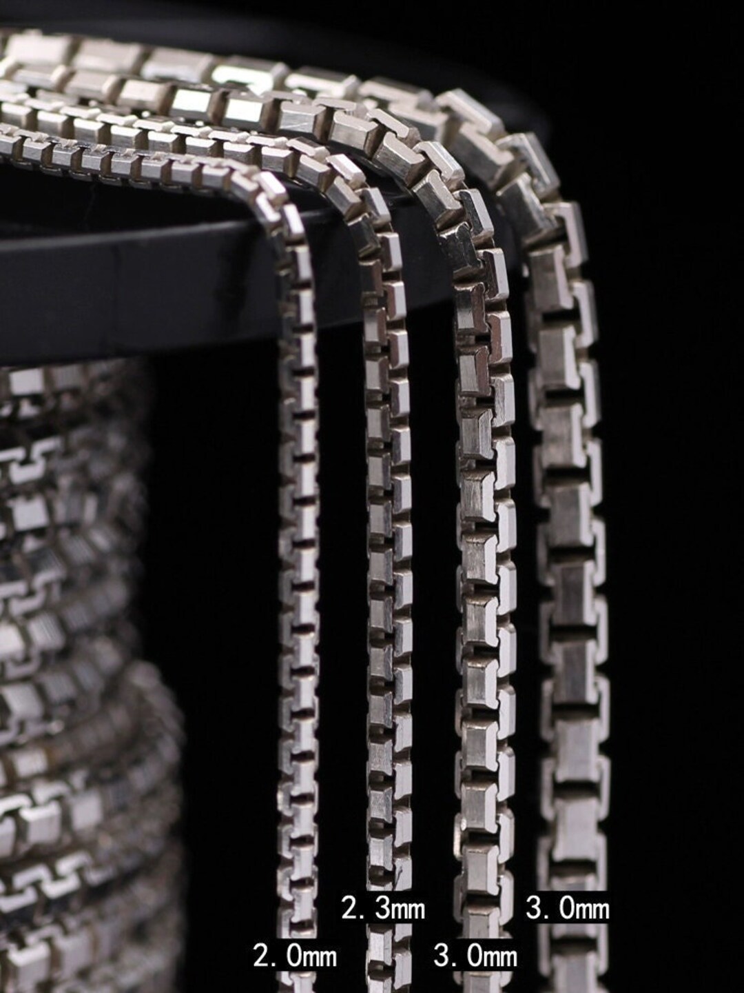 925 Silver Faceted Box Chains, 0.8mm 2mm 3mm, Sterling Silver Chain ...