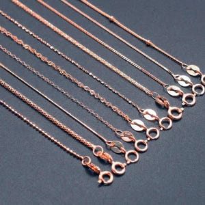 Sterling Silver Rose Gold Necklaces, 40cm 45cm, 16 Inches 18 Inches, 925 Silver Chain Finished Necklace For Jewelry