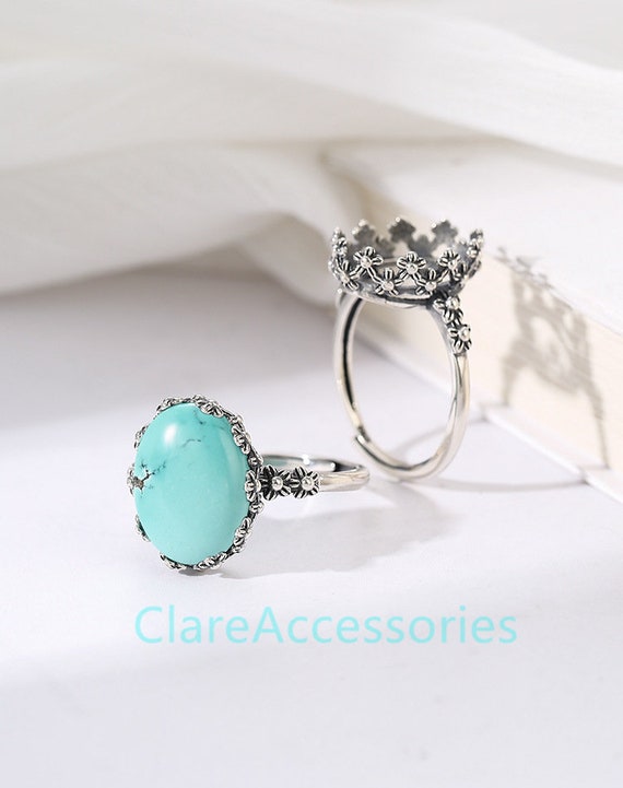 10x14mm Oval Antique Silver Ring Blanks 925 Sterling Silver Etsy