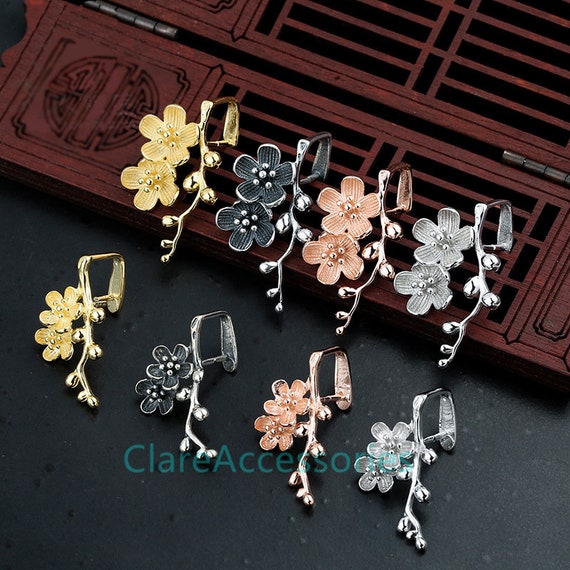 Sterling Silver Bail, Flower Pinch Bails for Pendants, Flower Bails, Gold  Bails, Rose Gold Bails 925 Silver Bails for Stones Resin Gemstone 