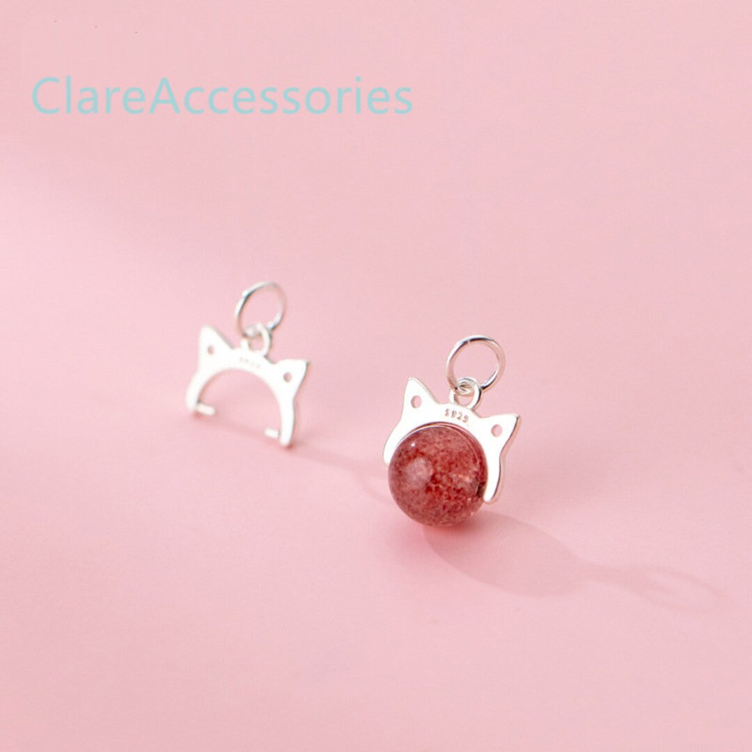 Sterling Silve Beaded Frame, Cat Bead Rings, Animal Beads Frames, 925 Silver Stone Beads Frame