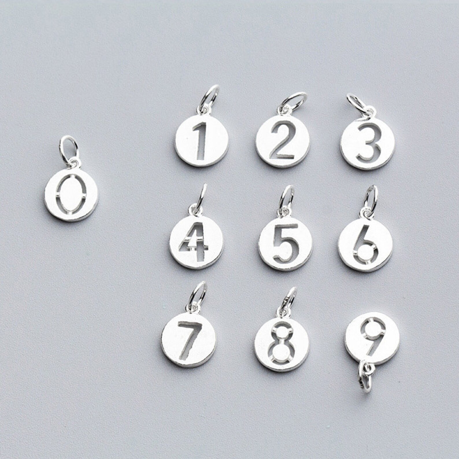 1pcs 10mm Sterling Silver Number Pendants 925 Silver Etsy