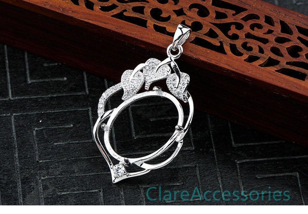 Sterling Silver Pendant Blanks, 16x20mm Oval, Stone Pendant Setting