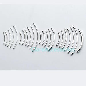 10-50mm Sterling Silver Curved Tube Beads, 925 Sterling Silver Spacer Bead, Tube Bead, Necklace Bead, Bracelet Bead, 10mm 20mm 30mm 40mm