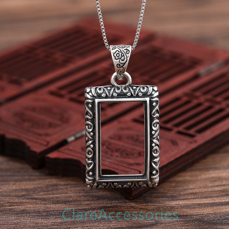 Sterling Silver Pendant Blanks 15x25mm Retangle Stone Etsy