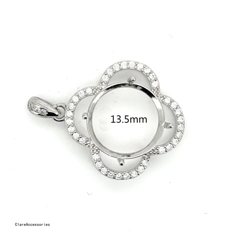 Sterling Silver Pendant Blanks, 10-14mm Round, Stone Pendant Setting, 925 Silver Pendant Bezel 2