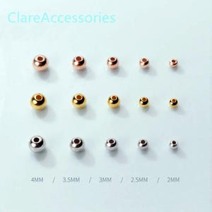 Sterling Silver Beads, Round Beads, Ball Bead, Vermeil Bead, Rose Gold Bead, 925 Silver Beads, 2mm 2.5mm 3mm 3.5mm 4mm 5mm 6mm